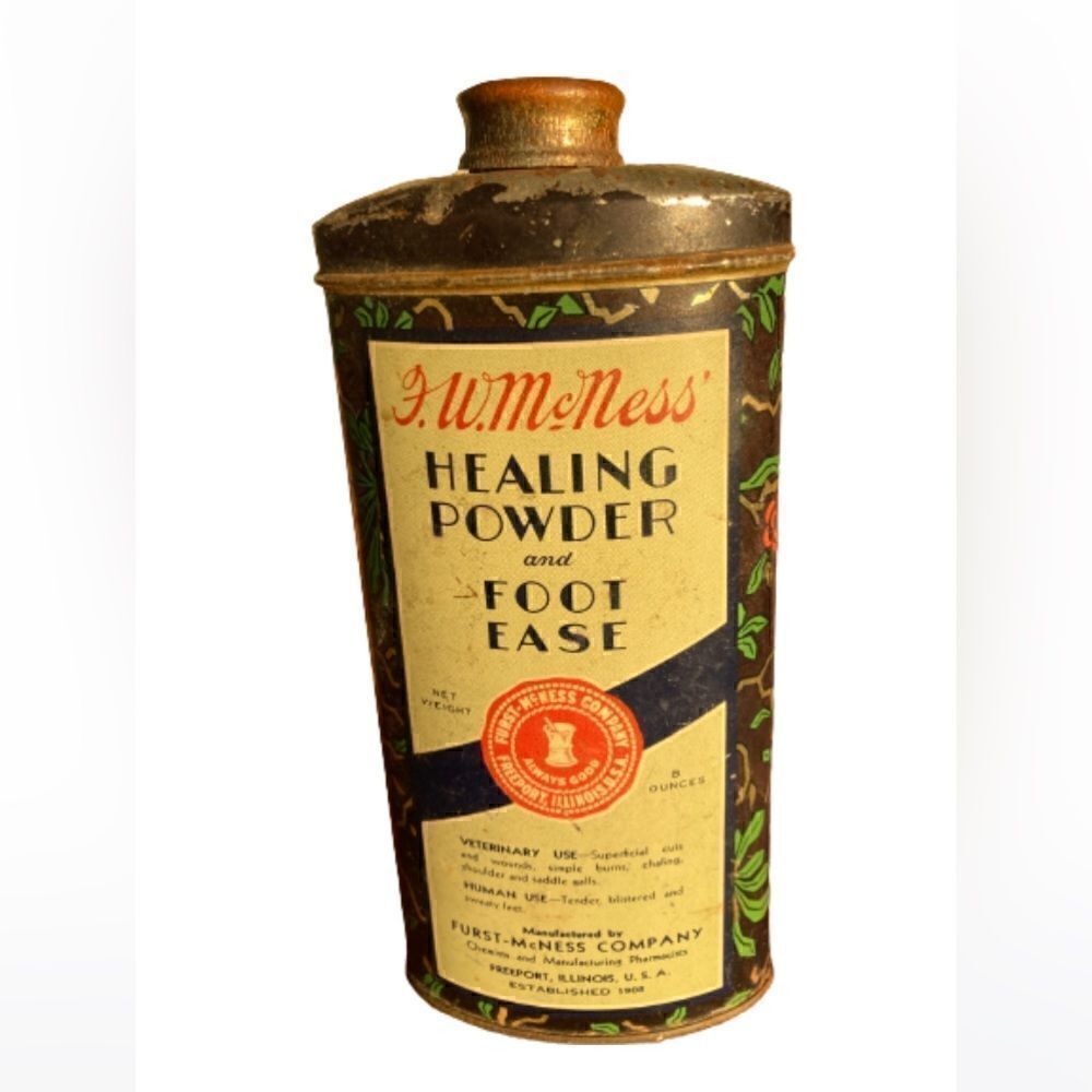 F. W. McNess healing powder and foot ease vintage